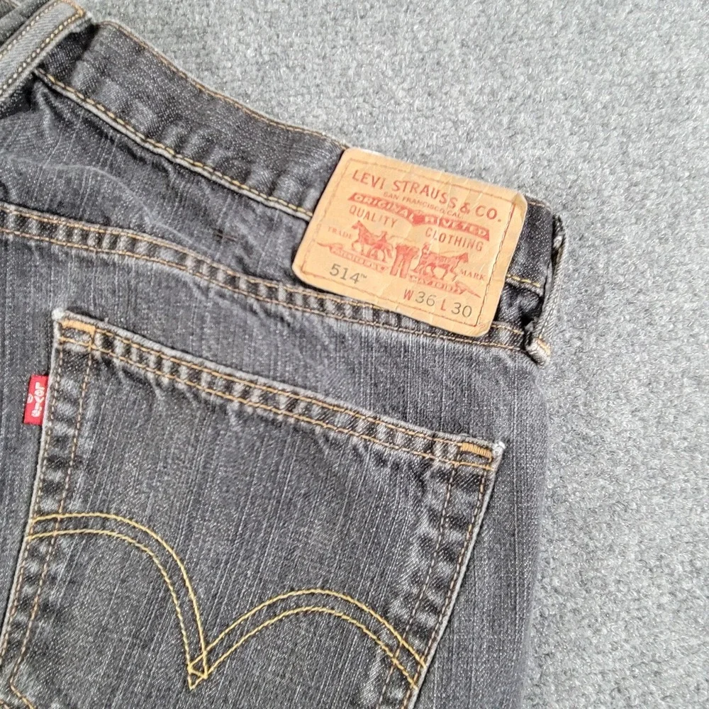 Levis 514 Jeans Men's‎ (36x30 Label) Straight Leg Slim Black Cowboy Rodeo